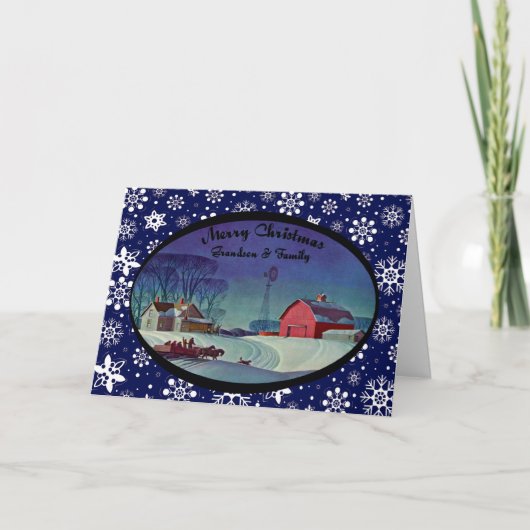 Vrolijk kerstfeest kleinzoon & familie feestdagen kaart (Voorkant)