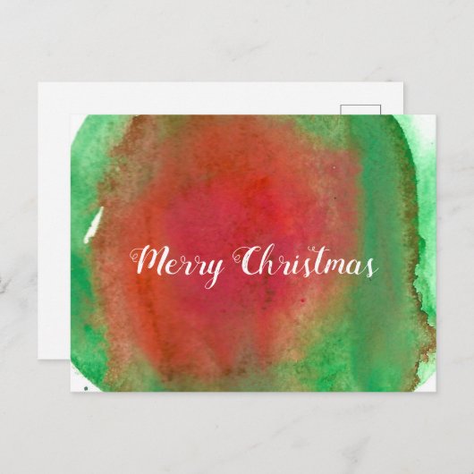 Vrolijk kerstfeest, kleur water feestdagenkaart (Voorkant / Achterkant)