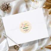 vrolijk kerstfeest! Kleurrijk, typografie, kerstmu Ronde Sticker