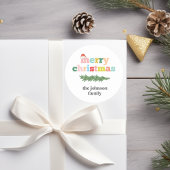 vrolijk kerstfeest! Kleurrijk, Typographen, kerstm Ronde Sticker