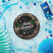 Vrolijk kerstfeest, kleurrijk vakantieschema papieren bordje (Feest)