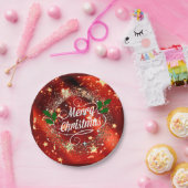 Vrolijk kerstfeest, kleurrijk vakantieschema papieren bordje (Feest)