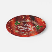 Vrolijk kerstfeest, kleurrijk vakantieschema papieren bordje (Gekanteld)