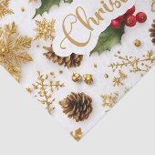 Vrolijk kerstfeest kleurrijke bessen, gouden sneeu tissuepapier (Detail)