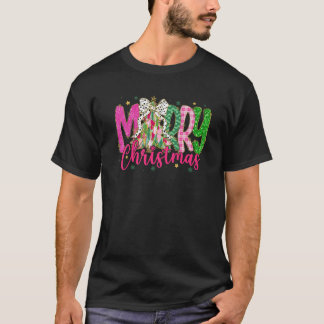 Vrolijk Kerstfeest Kleurrijke Coquette Bow Christm T-shirt