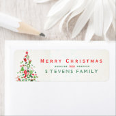 Vrolijk kerstfeest, kleurrijke kerstboom etiket (Insitu)