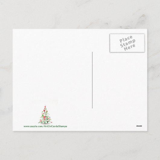 Vrolijk kerstfeest, kleurrijke kerstboom feestdagenkaart (Achterkant)