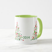 Vrolijk kerstfeest, kleurrijke kerstboom mok (Voorkant rechts)