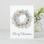 Vrolijk kerstfeest, kleurrijke krans feestdagenkaart (Staand voorkant)