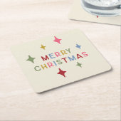 Vrolijk Kerstfeest Kleurrijke Mod Typografie Kartonnen Onderzetters (Schuin)
