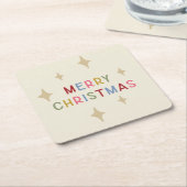 Vrolijk Kerstfeest Kleurrijke Mod Typografie met S Kartonnen Onderzetters (Schuin)