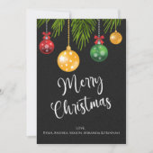 Vrolijk kerstfeest kleurrijke Ornamenten Feestdagenkaart (Voorkant)