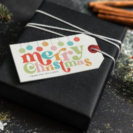 Vrolijk kerstfeest kleurrijke retro Ornamenten Cadeaulabel