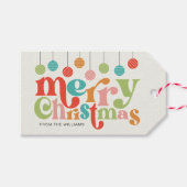 Vrolijk kerstfeest kleurrijke retro Ornamenten Cadeaulabel (Voorkant (Horizontaal))