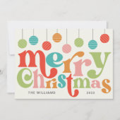 Vrolijk kerstfeest kleurrijke retro Ornamenten Feestdagenkaart (Voorkant)