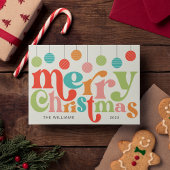 Vrolijk kerstfeest kleurrijke retro Ornamenten Feestdagenkaart