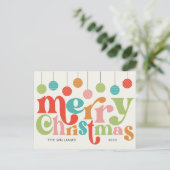 Vrolijk kerstfeest kleurrijke retro Ornamenten Feestdagenkaart (Staand voorkant)