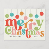 Vrolijk kerstfeest kleurrijke retro Ornamenten Feestdagenkaart (Voorkant)