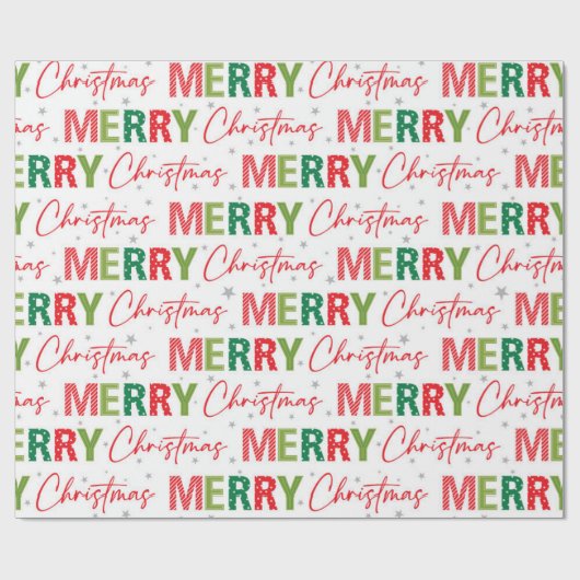 Vrolijk Kerstfeest Kleurrijke Retro Typografie Pat Cadeaupapier (Vlak)