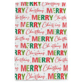 Vrolijk Kerstfeest Kleurrijke Retro Typografie Pat Medium Cadeauzakje (Voorkant)