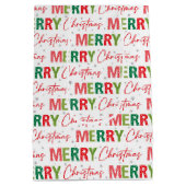 Vrolijk Kerstfeest Kleurrijke Retro Typografie Pat Medium Cadeauzakje (Achterkant)