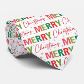 Vrolijk Kerstfeest Kleurrijke Retro Typografie Pat Stropdas (Opgerold)