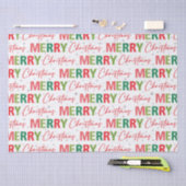Vrolijk Kerstfeest Kleurrijke Retro Typografie Pat Tissuepapier (Craft)