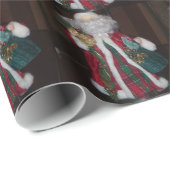 Vrolijk Kerstfeest Kleurrijke Sinterklaas Art Prin Cadeaupapier (Rol Hoek)