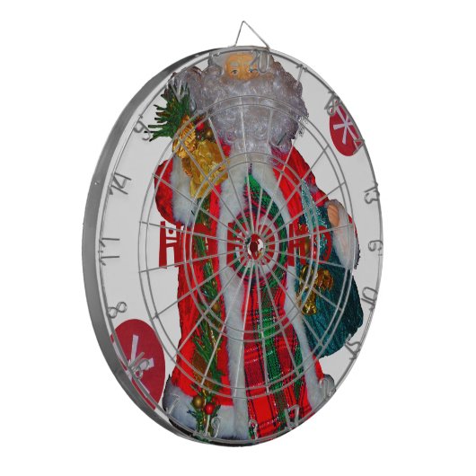 Vrolijk Kerstfeest Kleurrijke Sinterklaas Art Prin Dartbord (Voorkant Links)