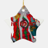 Vrolijk Kerstfeest Kleurrijke Sinterklaas Art Prin Keramisch Ornament (Voorkant)