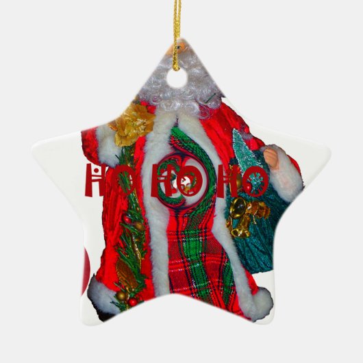 Vrolijk Kerstfeest Kleurrijke Sinterklaas Art Prin Keramisch Ornament (Voorkant)