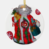 Vrolijk Kerstfeest Kleurrijke Sinterklaas Art Prin Keramisch Ornament (Voorkant)