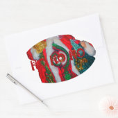 Vrolijk Kerstfeest Kleurrijke Sinterklaas Art Prin Ovale Sticker (Envelop)