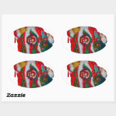 Vrolijk Kerstfeest Kleurrijke Sinterklaas Art Prin Ovale Sticker (Vel)