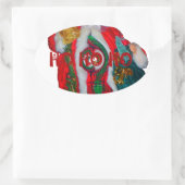 Vrolijk Kerstfeest Kleurrijke Sinterklaas Art Prin Ovale Sticker (Tas)