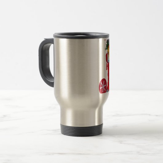 Vrolijk Kerstfeest Kleurrijke Sinterklaas Art Prin Reisbeker (Voorkant links)