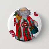 Vrolijk Kerstfeest Kleurrijke Sinterklaas Art Prin Ronde Button 5,7 Cm (Voorkant)