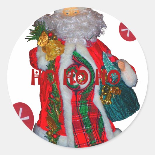 Vrolijk Kerstfeest Kleurrijke Sinterklaas Art Prin Ronde Sticker (Voorkant)