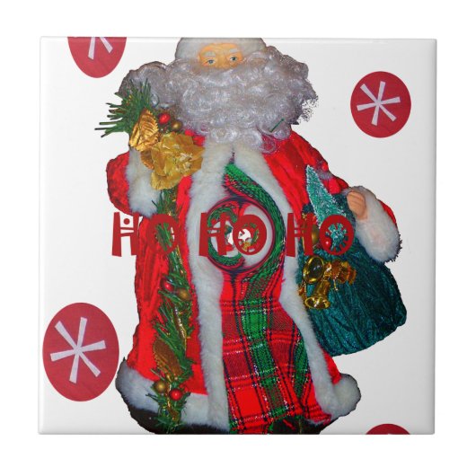 Vrolijk Kerstfeest Kleurrijke Sinterklaas Art Prin Tegeltje (Voorkant)