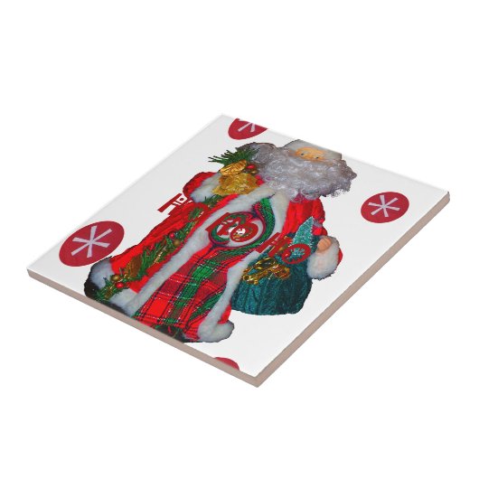 Vrolijk Kerstfeest Kleurrijke Sinterklaas Art Prin Tegeltje (Zijkant)