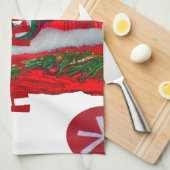 Vrolijk Kerstfeest Kleurrijke Sinterklaas Art Prin Theedoek (Quarter Fold)