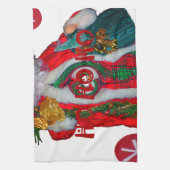 Vrolijk Kerstfeest Kleurrijke Sinterklaas Art Prin Theedoek (Verticaal)