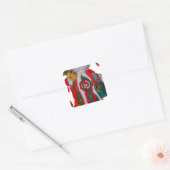Vrolijk Kerstfeest Kleurrijke Sinterklaas Art Prin Vierkante Sticker (Envelop)