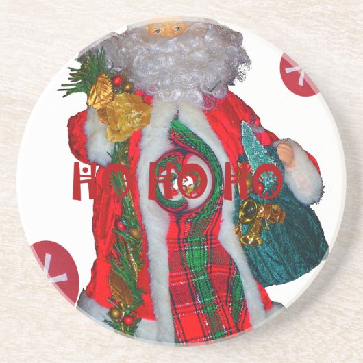 Vrolijk Kerstfeest Kleurrijke Sinterklaas Art Prin Zandsteen Onderzetter (Voorkant)