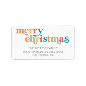 Vrolijk Kerstfeest Kleurrijke Typografie Retouradr Etiket (Voorkant)