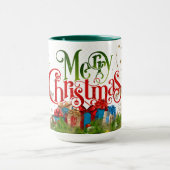 Vrolijk kerstfeest, kleurrijke vakantie groeten, mok (Midden)