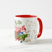 Vrolijk kerstfeest, kleurrijke vakantie groeten, mok (Voorkant rechts)