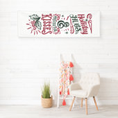 Vrolijk kerstfeest knuffels en maretak kusjes spandoek (Insitu)