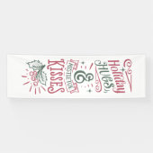 Vrolijk kerstfeest knuffels en maretak kusjes spandoek (Horizontaal)