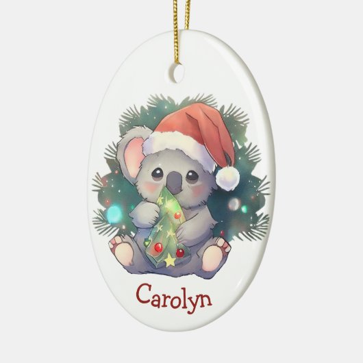 Vrolijk kerstfeest Koala Beer Kinder kerst Keramisch Ornament (Links)